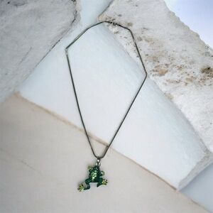 Sparkling Green Frog Necklace